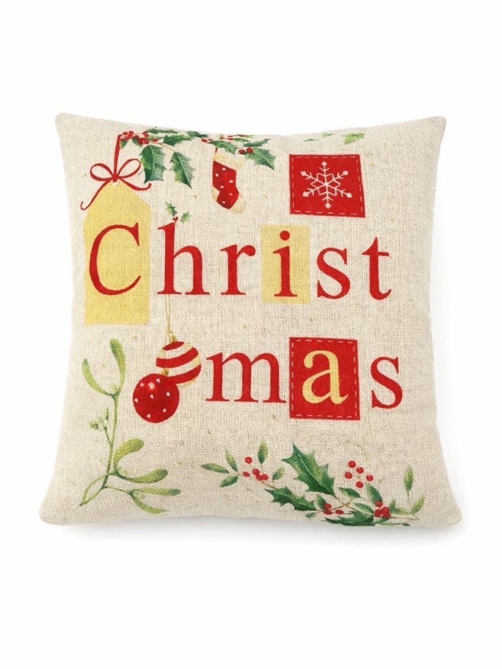 Off White Christmas Pillow Cover Zipper Decorative
